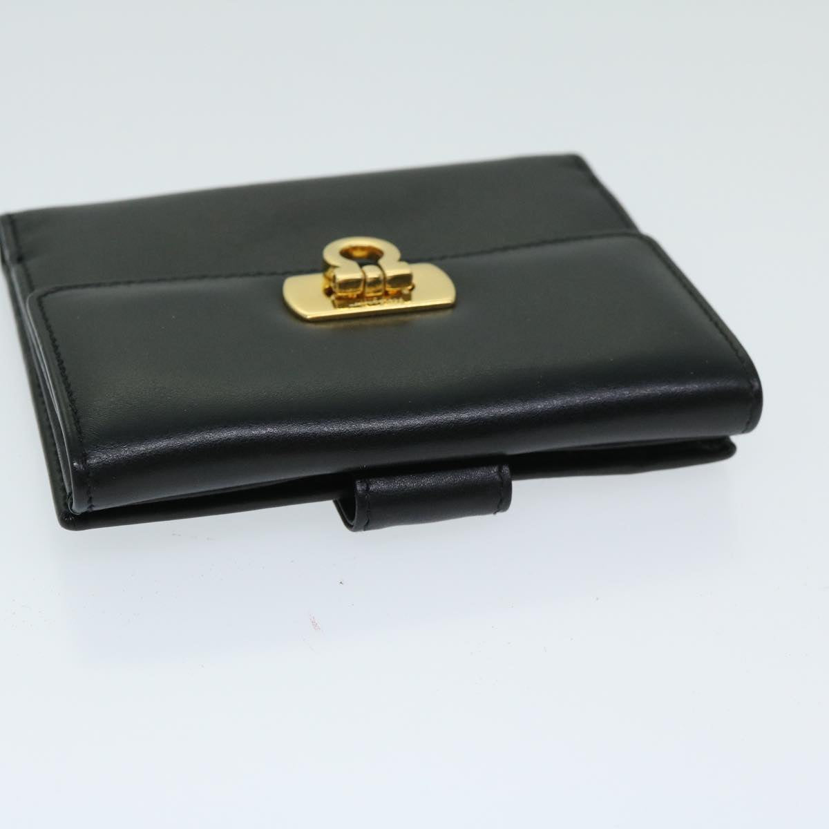 Salvatore Ferragamo Gancini Wallet Leather Black Auth 67544