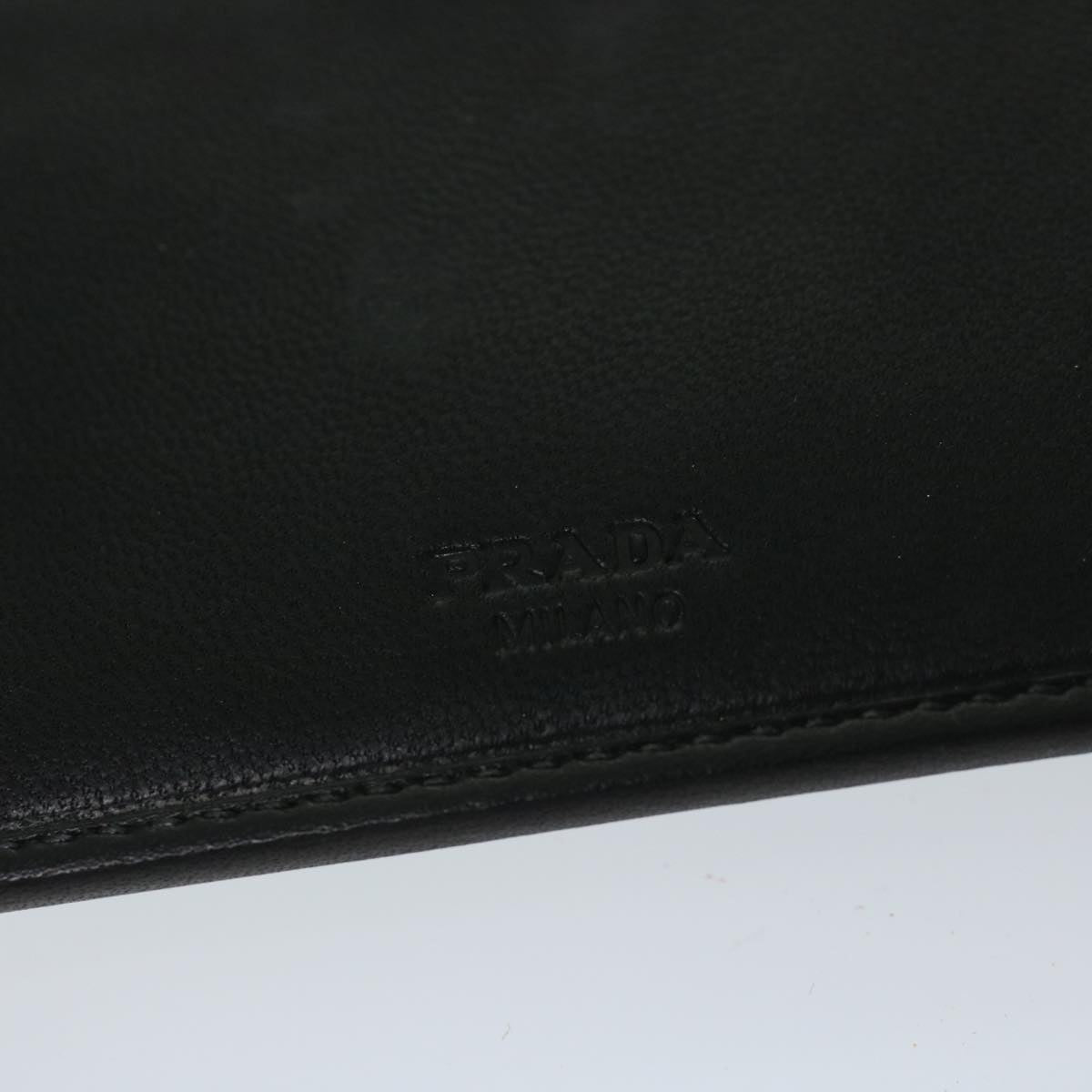 PRADA Wallet Leather Black Auth 67559