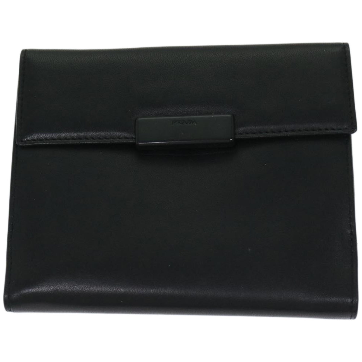 PRADA Wallet Leather Black Auth 67559