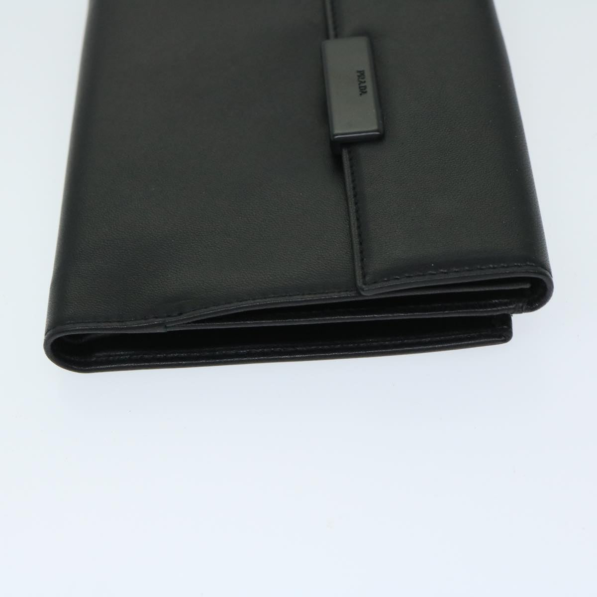 PRADA Wallet Leather Black Auth 67559