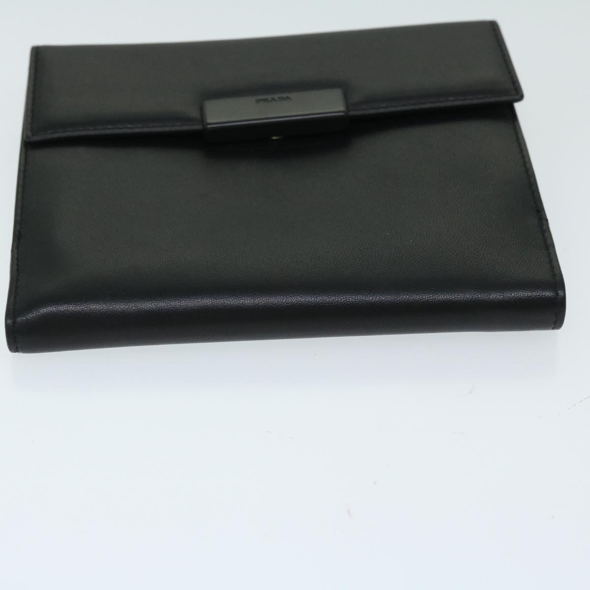 PRADA Wallet Leather Black Auth 67559