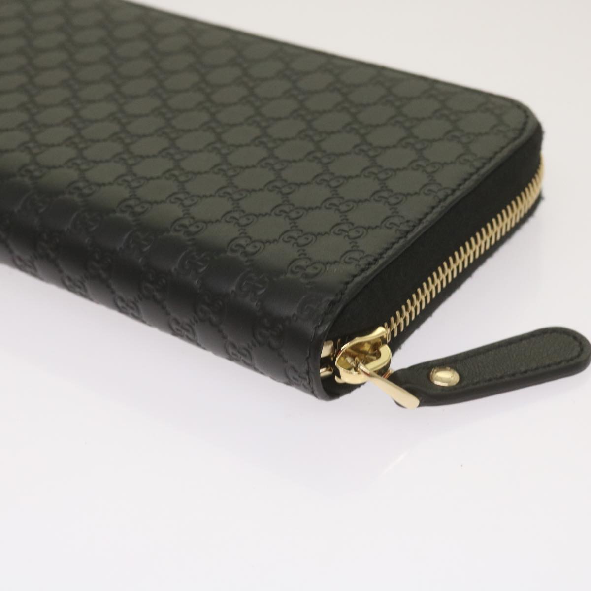 GUCCI Micro GG Canvas Guccissima Long Wallet Black 449391 Auth 67568SA