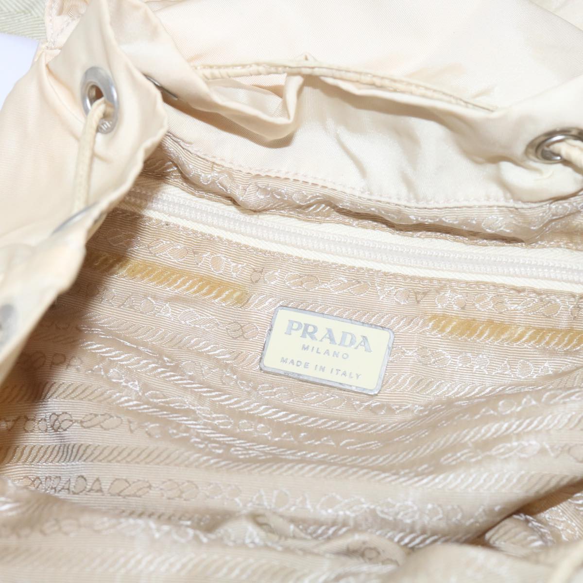 PRADA Backpack Nylon Beige Auth 67585