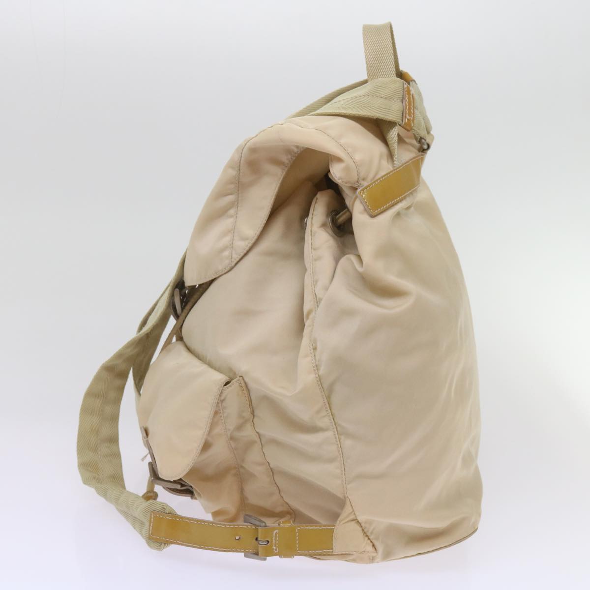 PRADA Backpack Nylon Beige Auth 67585