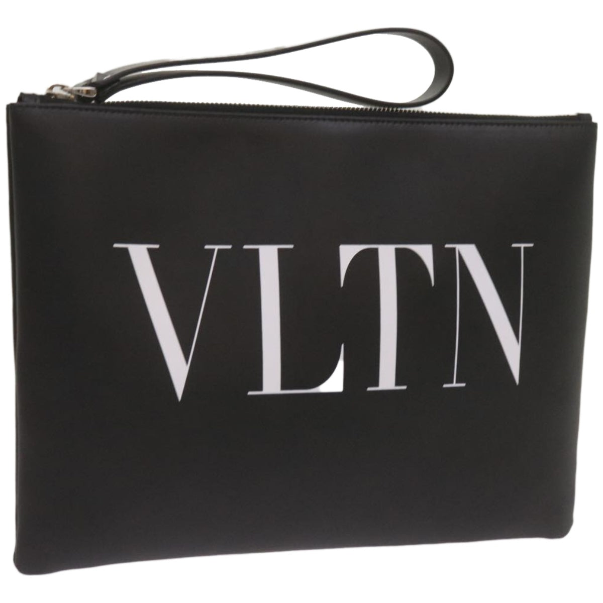 VALENTINO Clutch Bag Leather Black XY2P0299LVN Auth 67606A