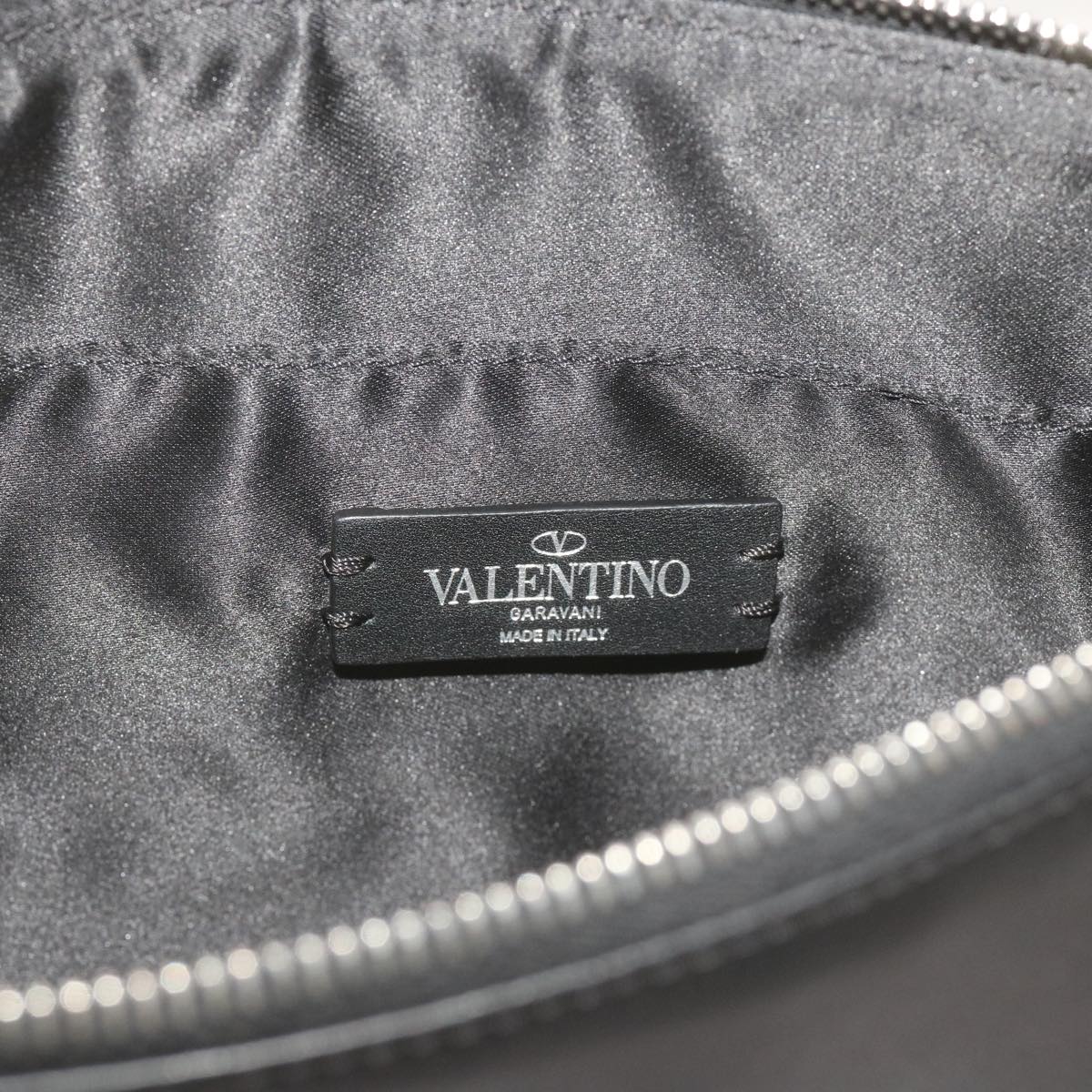 VALENTINO Clutch Bag Leather Black XY2P0299LVN Auth 67606A