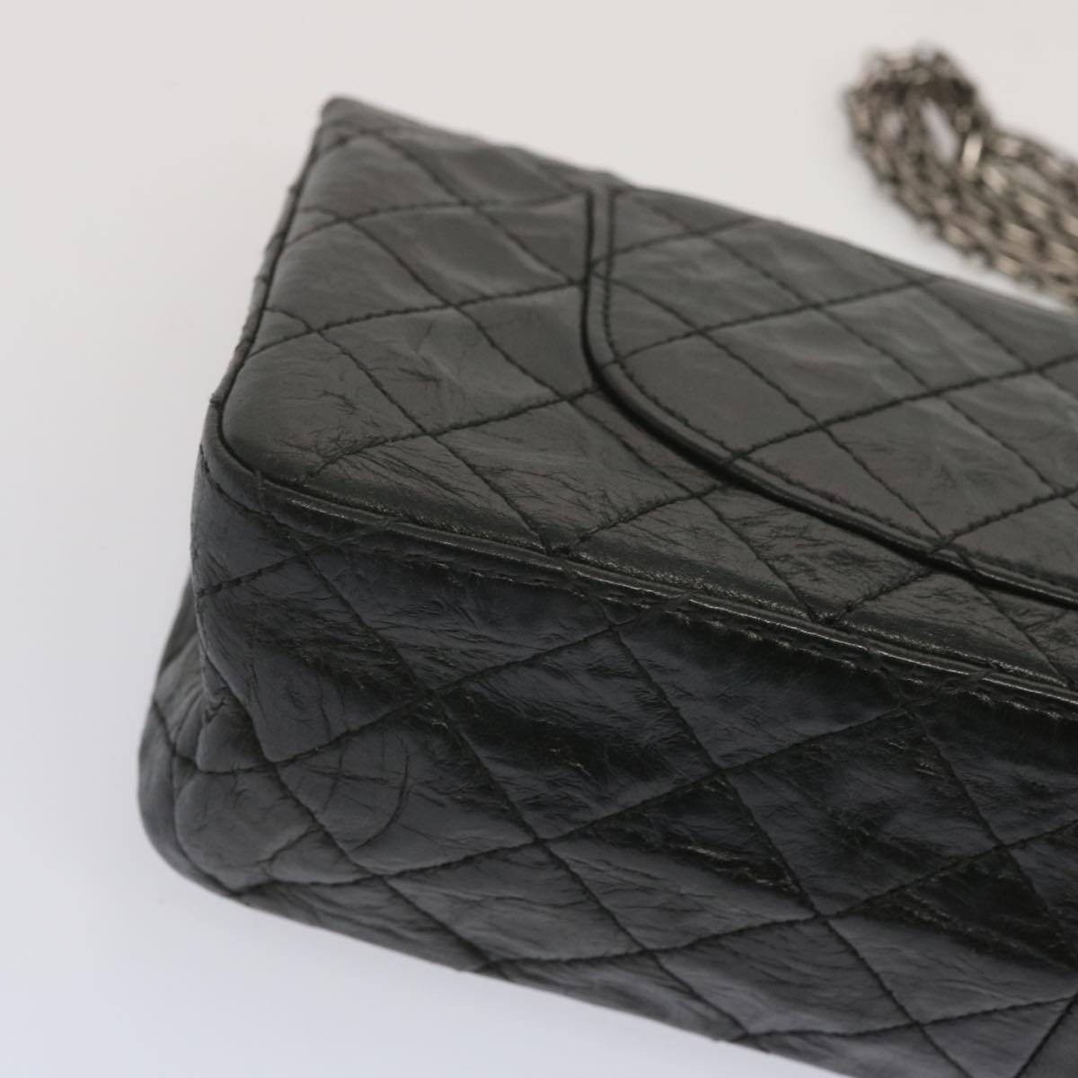 CHANEL 2.55 Matelasse Chain Bag Aged Calfskin Black A37586 CC Auth 67618A