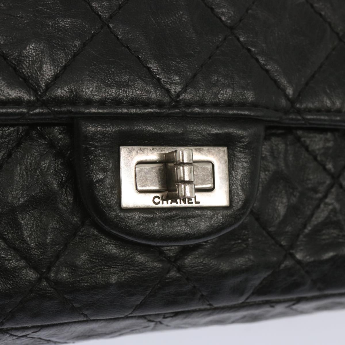 CHANEL 2.55 Matelasse Chain Bag Aged Calfskin Black A37586 CC Auth 67618A