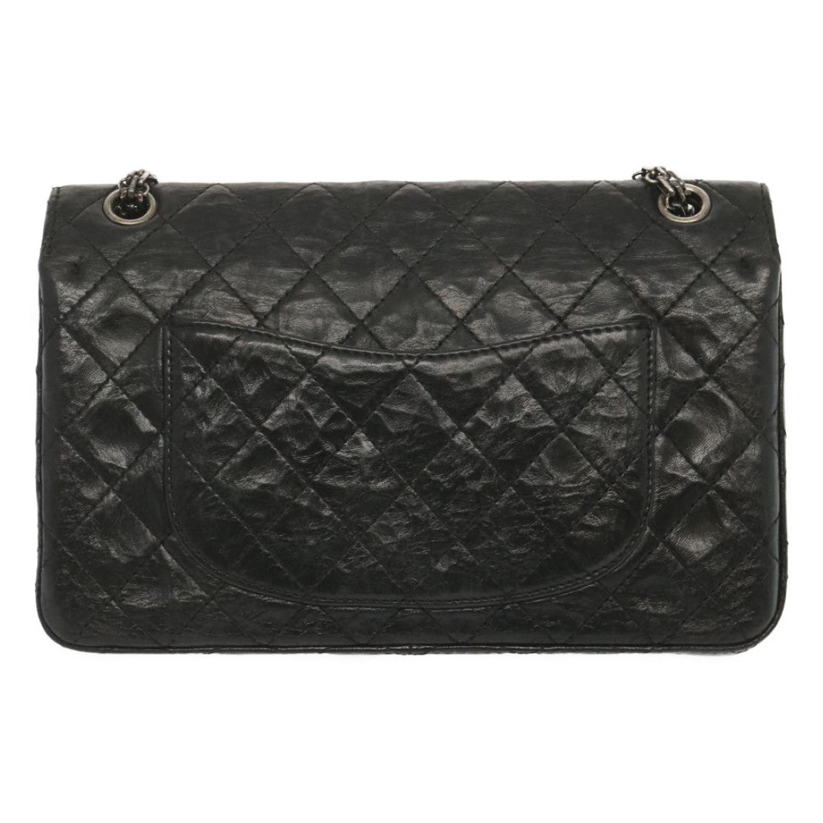 CHANEL 2.55 Matelasse Chain Bag Aged Calfskin Black A37586 CC Auth 67618A