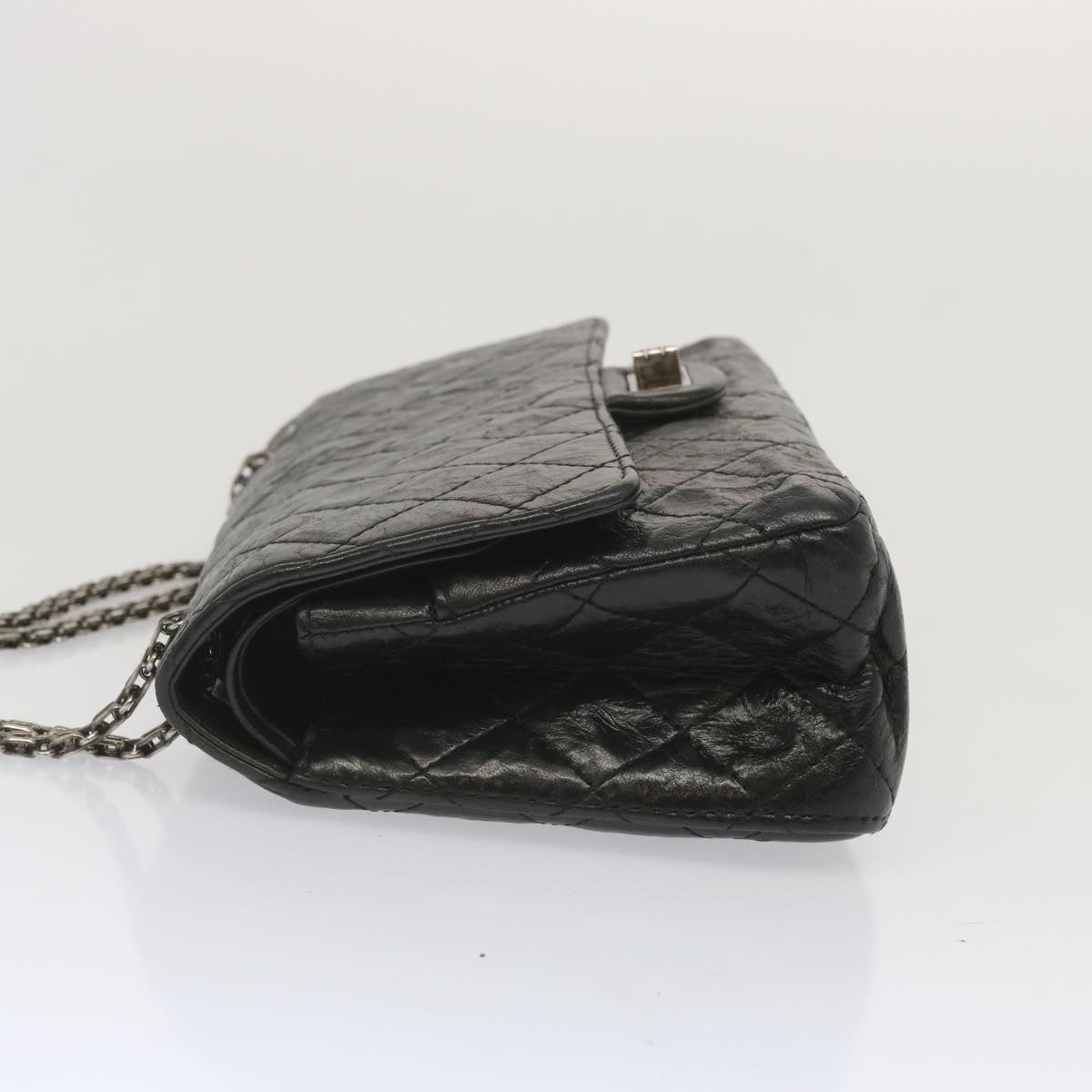 CHANEL 2.55 Matelasse Chain Bag Aged Calfskin Black A37586 CC Auth 67618A