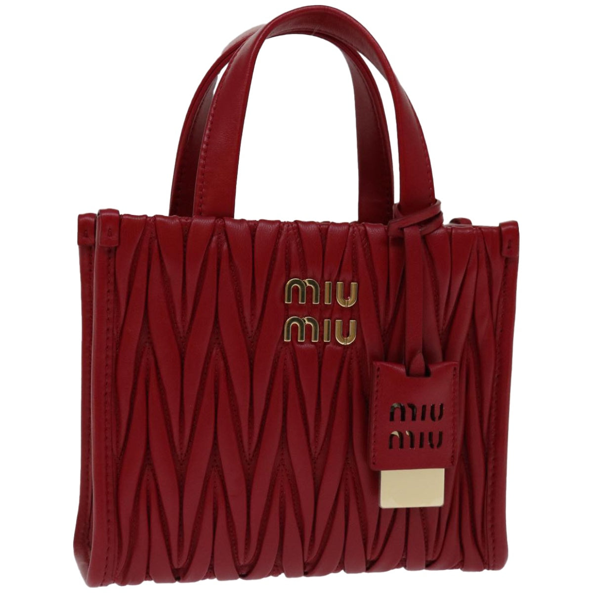 Miu Miu Materasse Hand Bag Leather 2way Red 5BA277 Auth 67619S