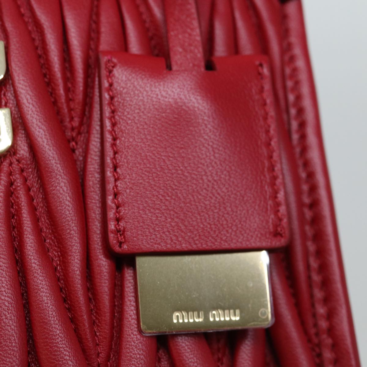 Miu Miu Materasse Hand Bag Leather 2way Red 5BA277 Auth 67619S