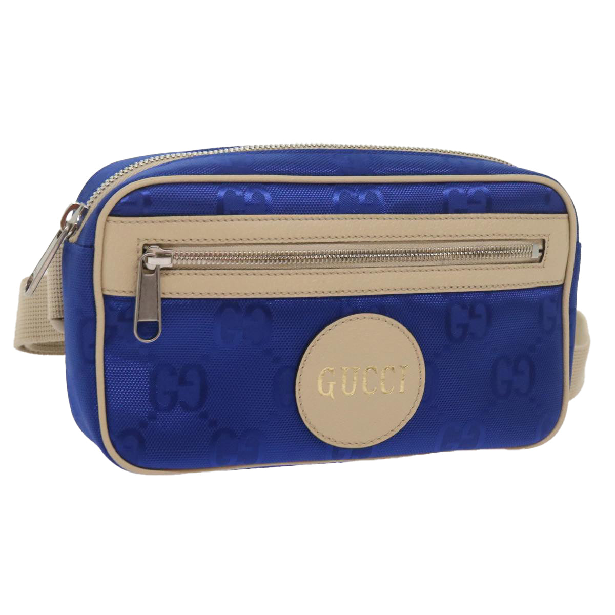 GUCCI GG Nylon Bum Bag Body Bag Blue 631341 Auth 67621A