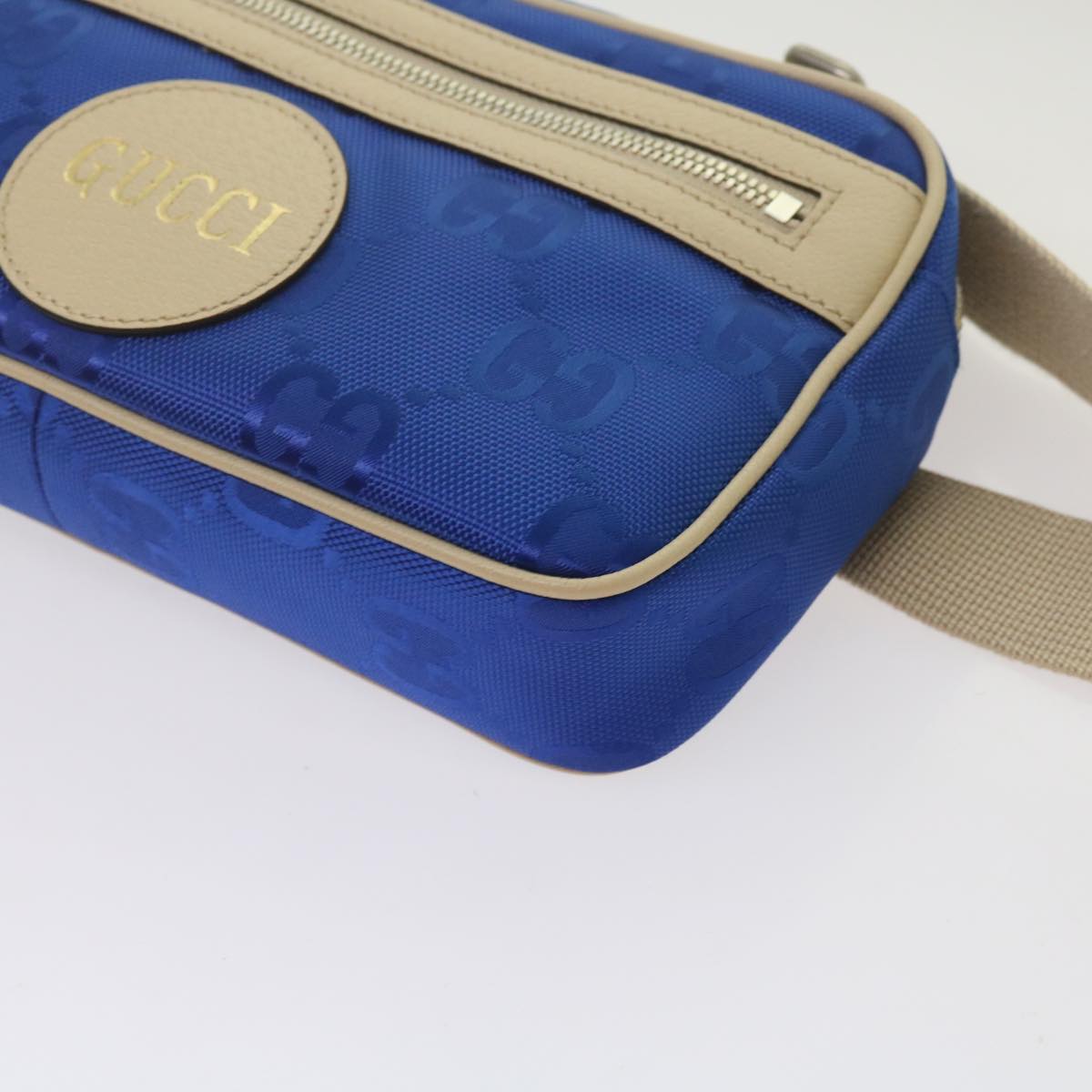 GUCCI GG Nylon Bum Bag Body Bag Blue 631341 Auth 67621A