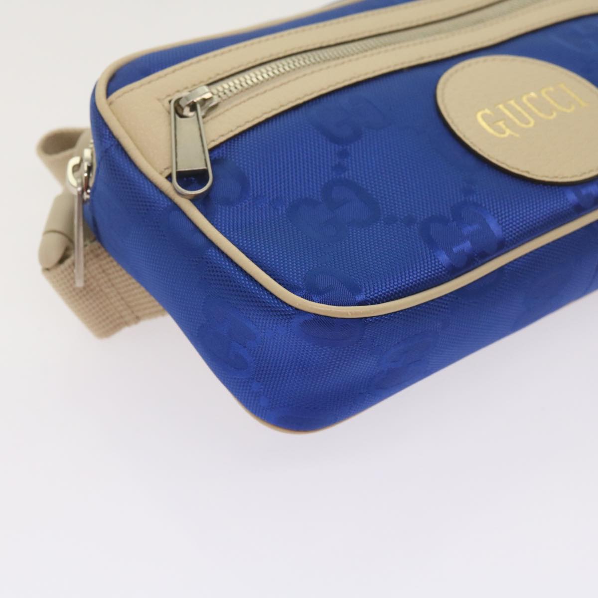 GUCCI GG Nylon Bum Bag Body Bag Blue 631341 Auth 67621A