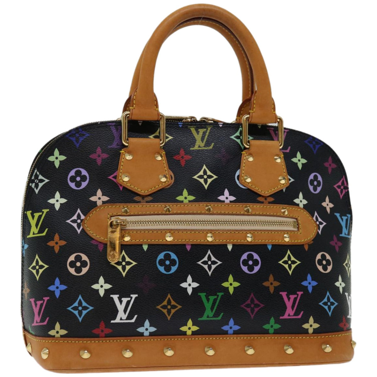 LOUIS VUITTON Monogram Multicolor Alma Hand Bag Black M92646 LV Auth 67625A