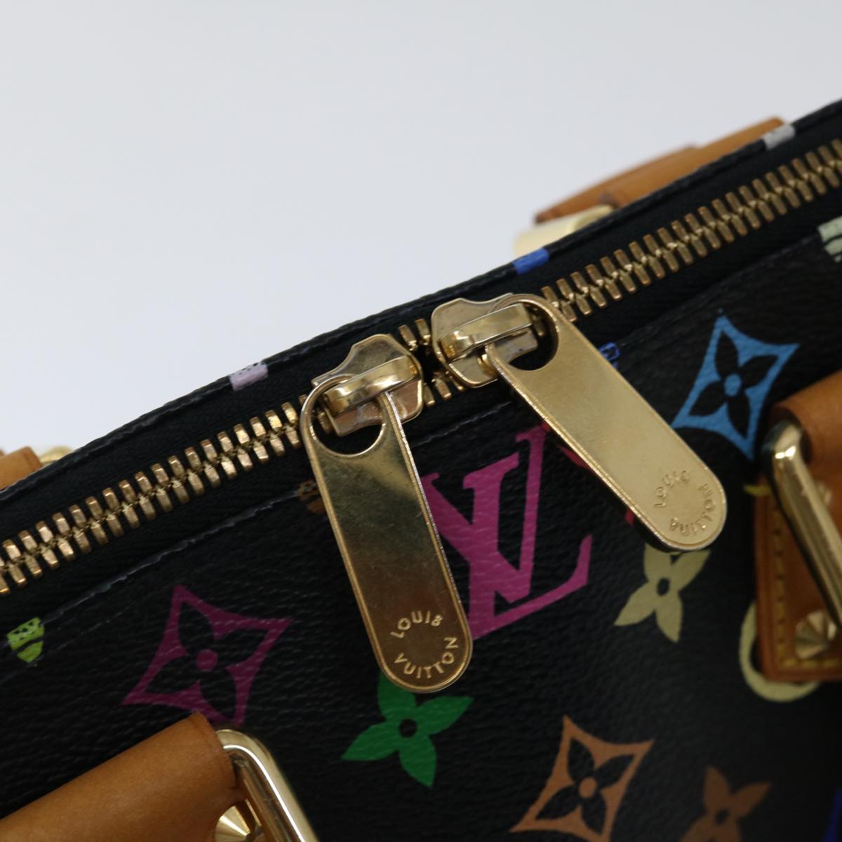 LOUIS VUITTON Monogram Multicolor Alma Hand Bag Black M92646 LV Auth 67625A