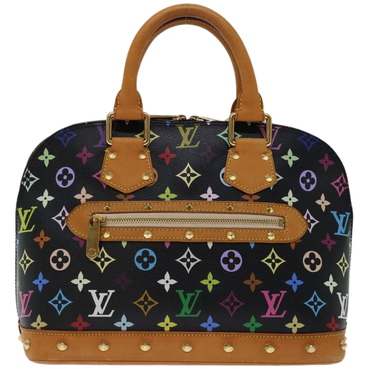 LOUIS VUITTON Monogram Multicolor Alma Hand Bag Black M92646 LV Auth 67625A