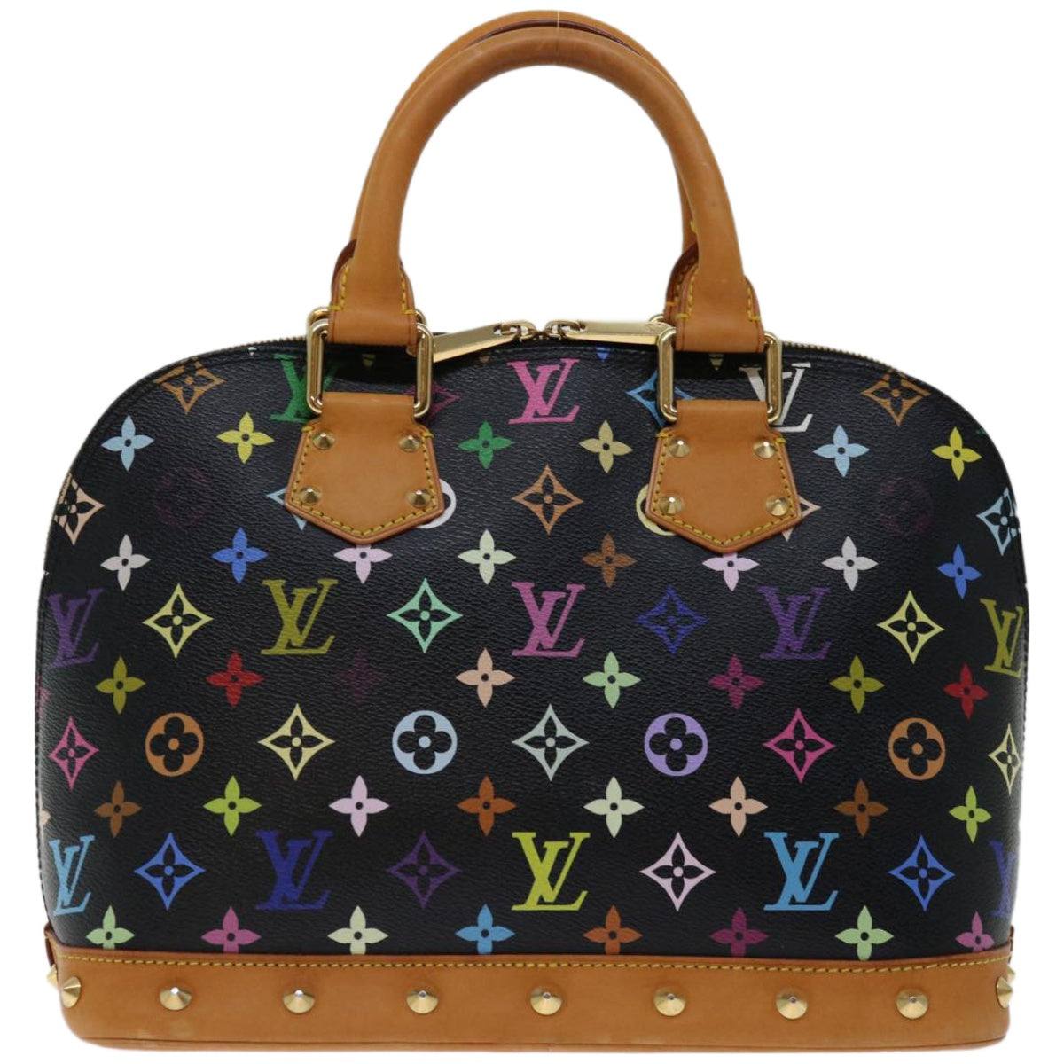 LOUIS VUITTON Monogram Multicolor Alma Hand Bag Black M92646 LV Auth 67625A