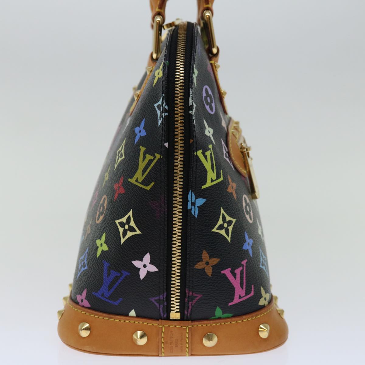 LOUIS VUITTON Monogram Multicolor Alma Hand Bag Black M92646 LV Auth 67625A