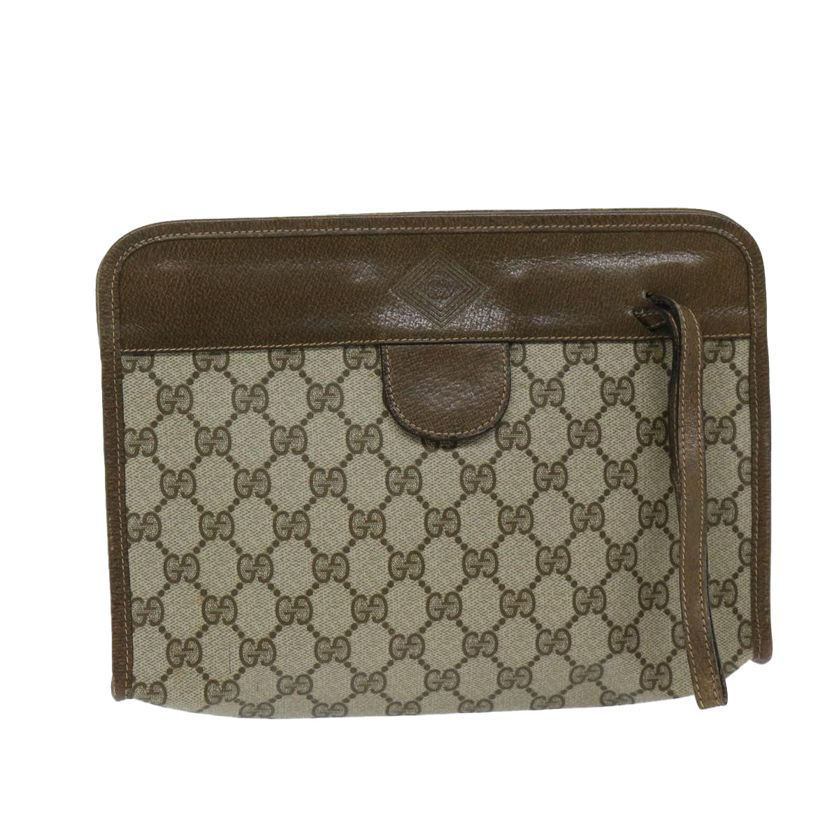 GUCCI GG Supreme Clutch Bag PVC Beige 67 039 5465 Auth 67666