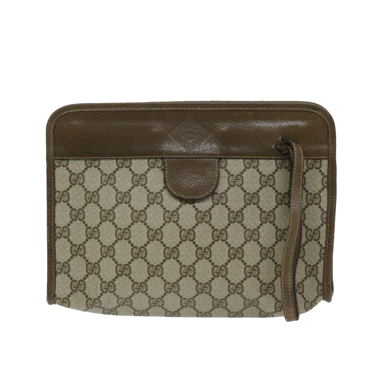 GUCCI GG Supreme Clutch Bag PVC Beige 67 039 5465 Auth 67666