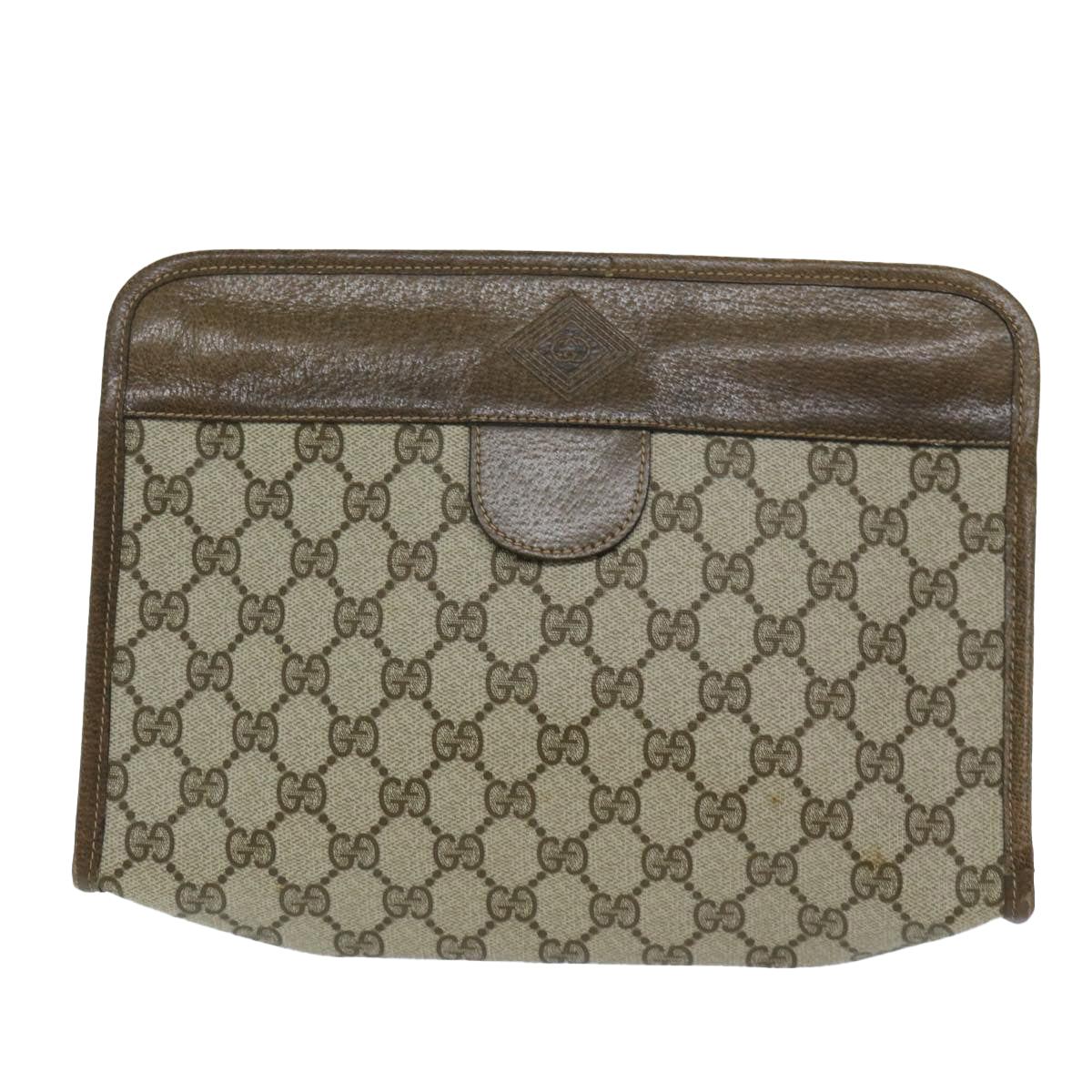 GUCCI GG Supreme Clutch Bag PVC Beige 67 039 5465 Auth 67666