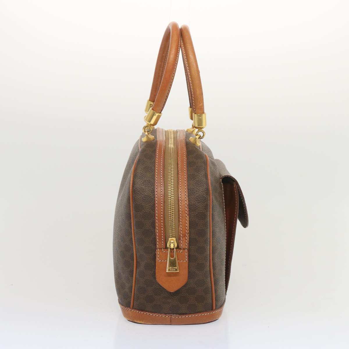 CELINE Macadam Canvas Hand Bag PVC Brown Auth 67773