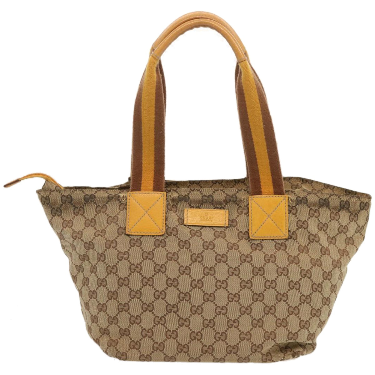 GUCCI GG Canvas Sherry Line Tote Bag Yellow Beige Brown 131230 Auth 67818