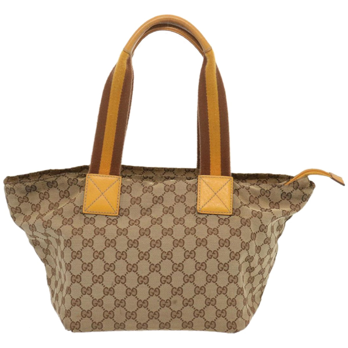 GUCCI GG Canvas Sherry Line Tote Bag Yellow Beige Brown 131230 Auth 67818