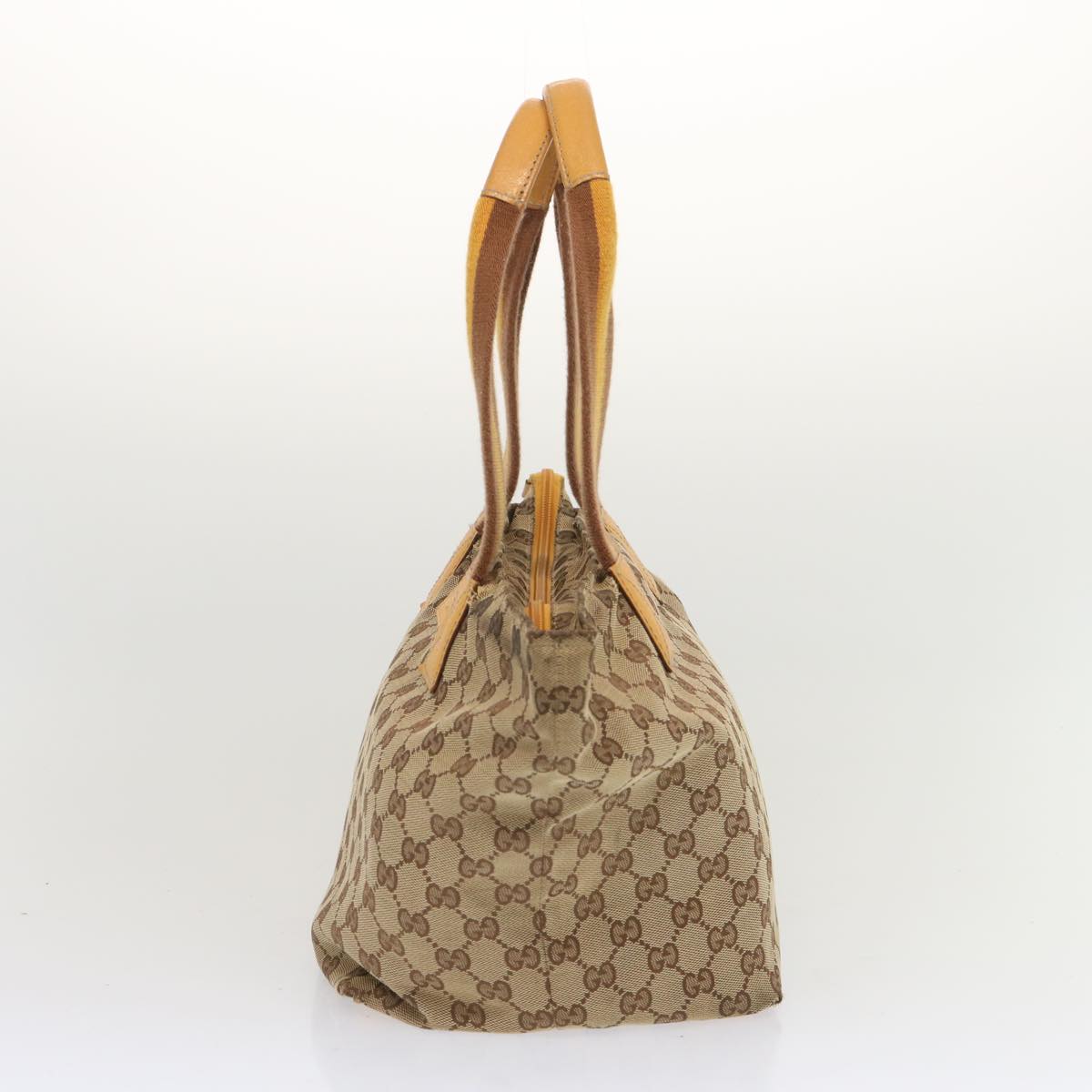 GUCCI GG Canvas Sherry Line Tote Bag Yellow Beige Brown 131230 Auth 67818