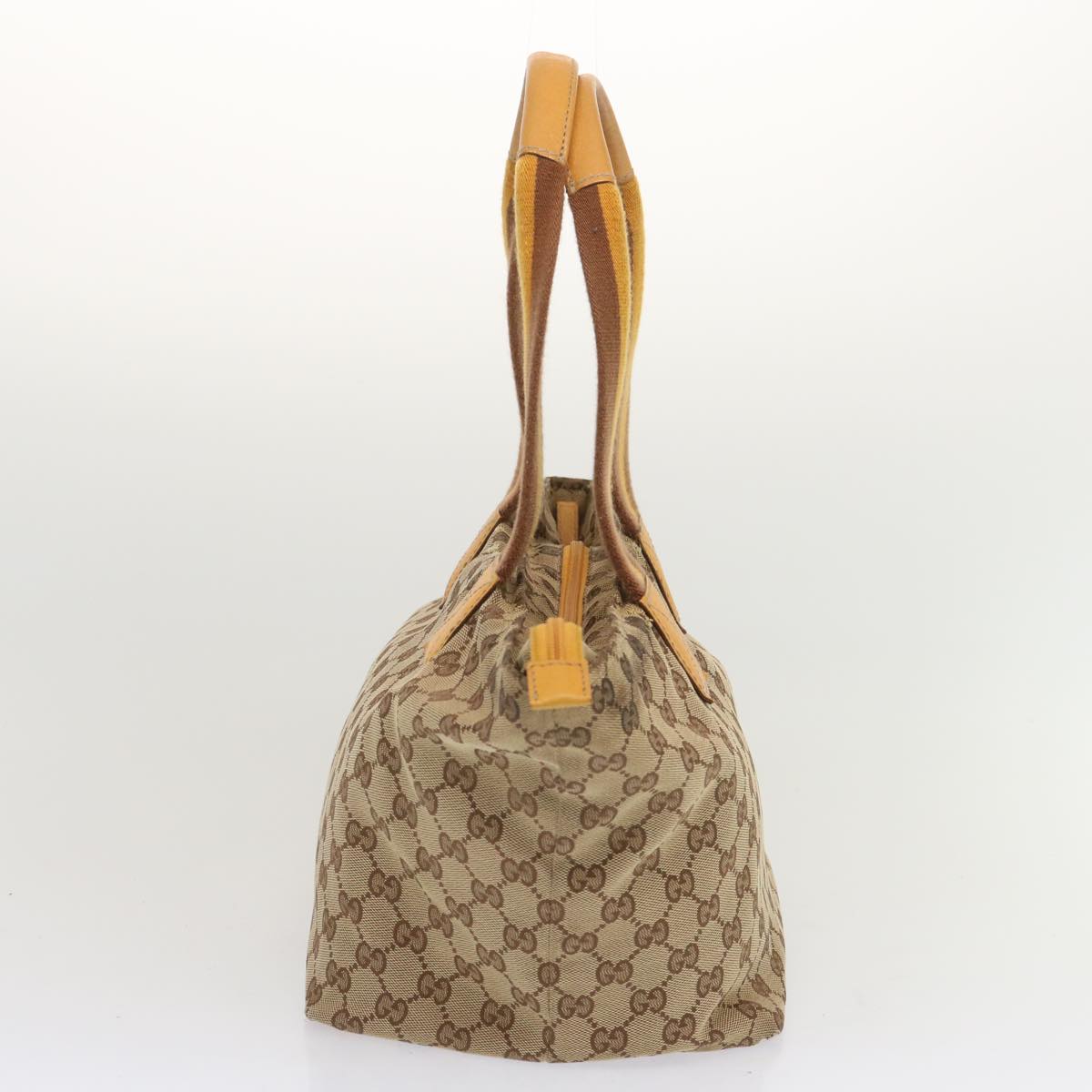 GUCCI GG Canvas Sherry Line Tote Bag Yellow Beige Brown 131230 Auth 67818