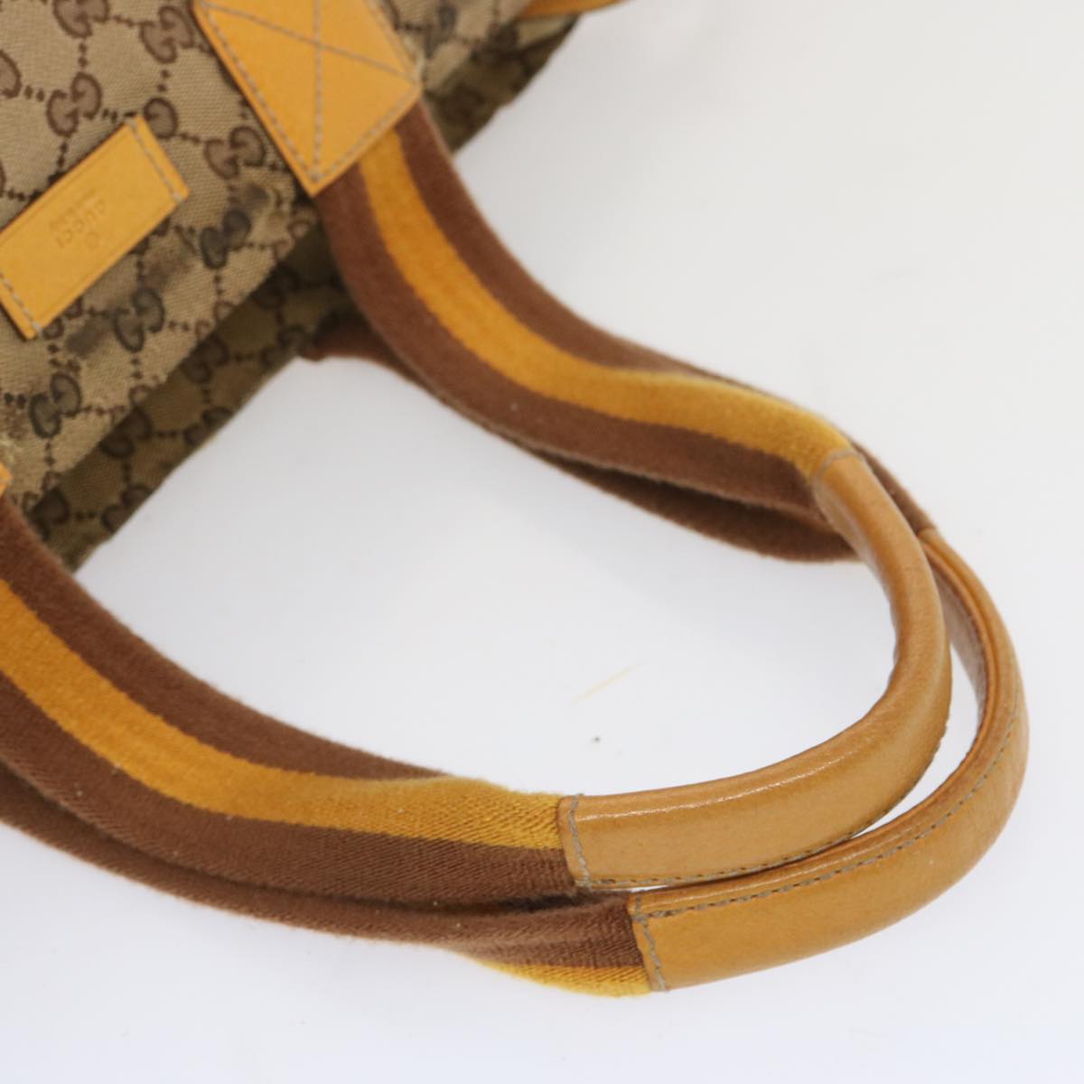 GUCCI GG Canvas Sherry Line Tote Bag Yellow Beige Brown 131230 Auth 67818