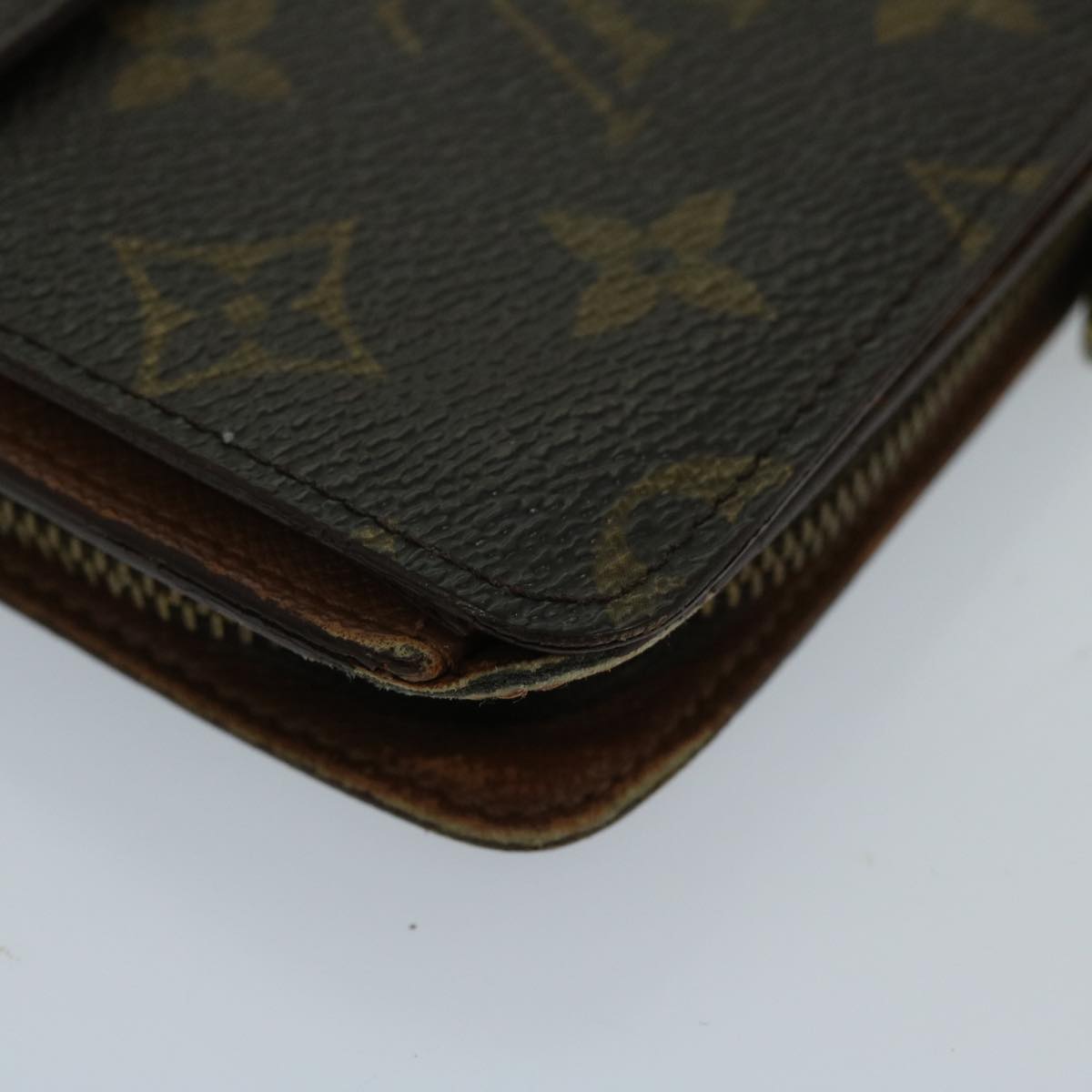 LOUIS VUITTON Monogram Porto Papie Zip Wallet M61207 LV Auth 67854