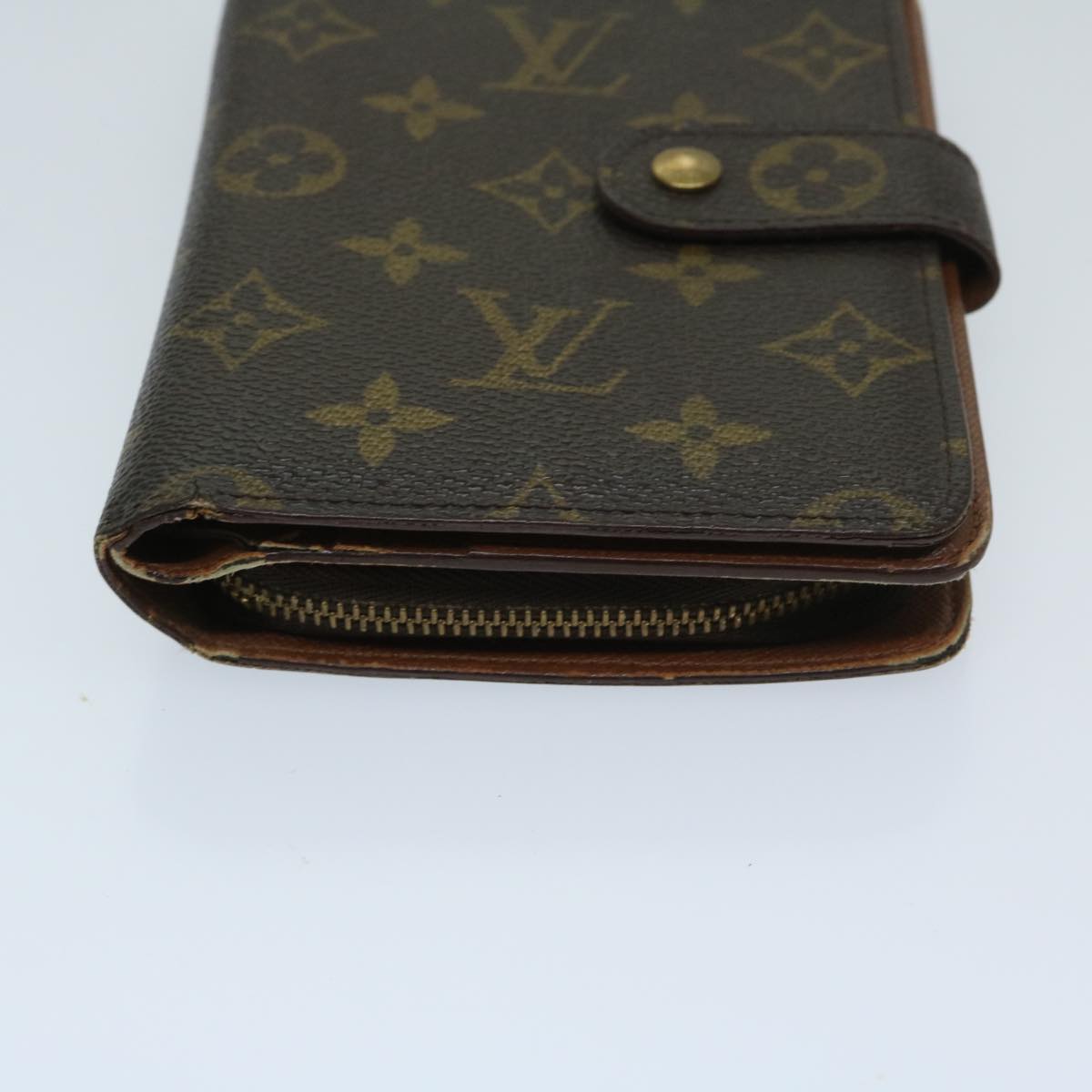 LOUIS VUITTON Monogram Porto Papie Zip Wallet M61207 LV Auth 67854