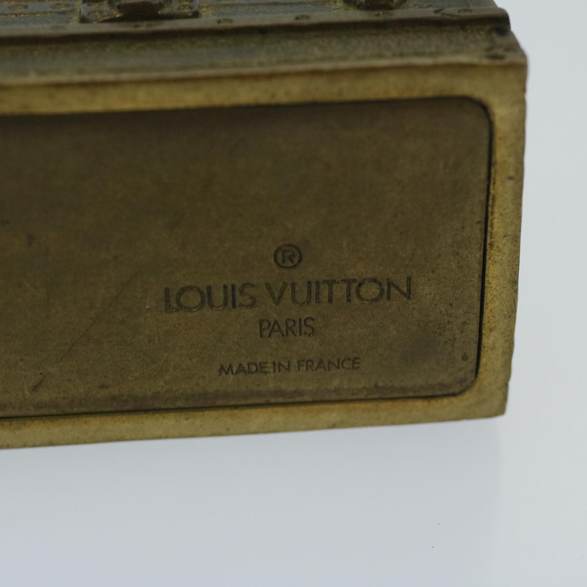 LOUIS VUITTON Paper Weight Metal Gold LV Auth 67858