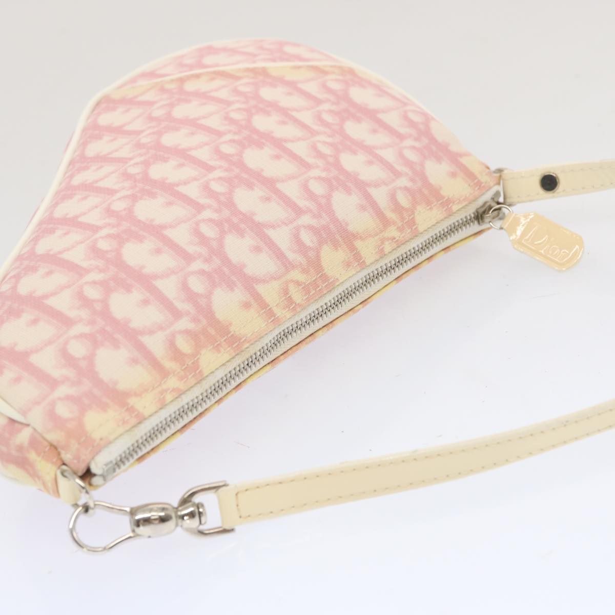 Christian Dior Saddle Pouch Trotter Canvas Pink Auth 67871