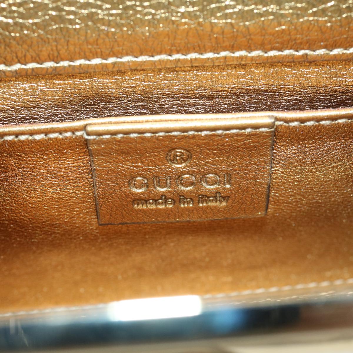 GUCCI Interlocking Clutch Bag Leather Gold Auth 67882A