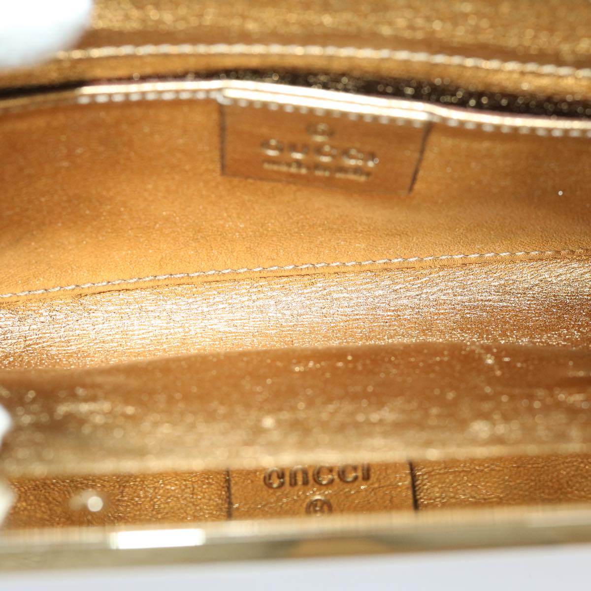 GUCCI Interlocking Clutch Bag Leather Gold Auth 67882A