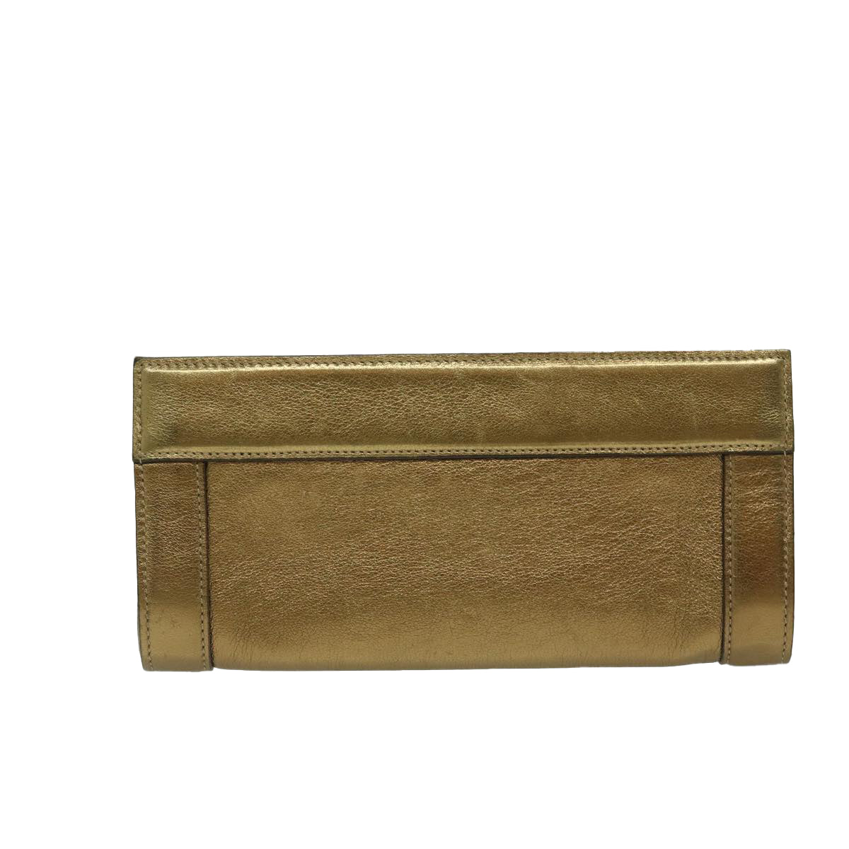 GUCCI Interlocking Clutch Bag Leather Gold Auth 67882A