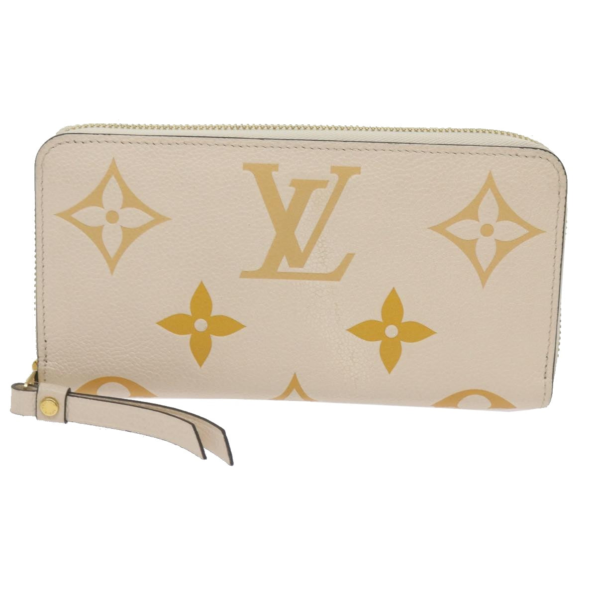 LOUIS VUITTON Monogram Empreinte Zippy Wallet Claim Saffron M80402 Auth 67921A