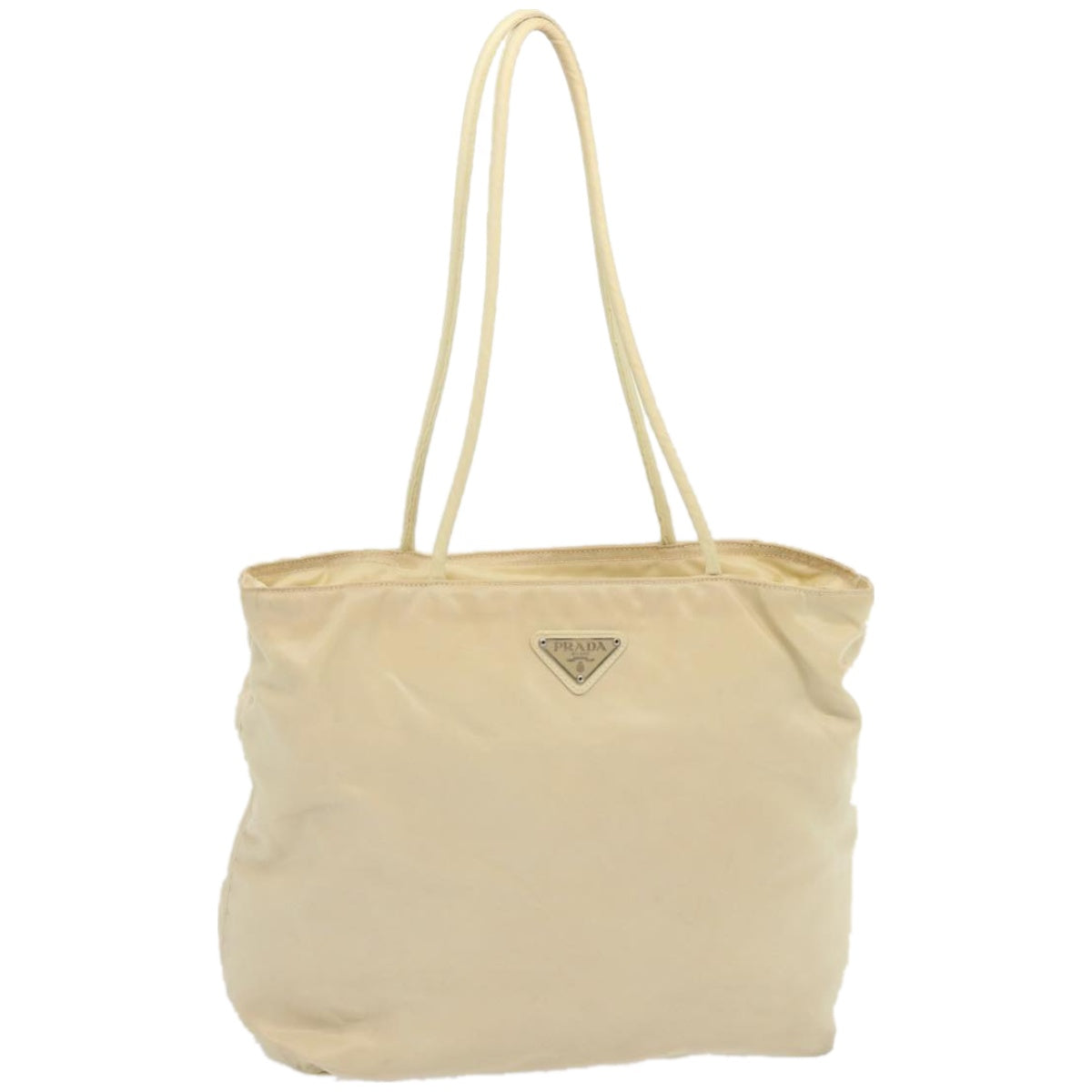 PRADA Tote Bag Nylon Cream Auth 67975