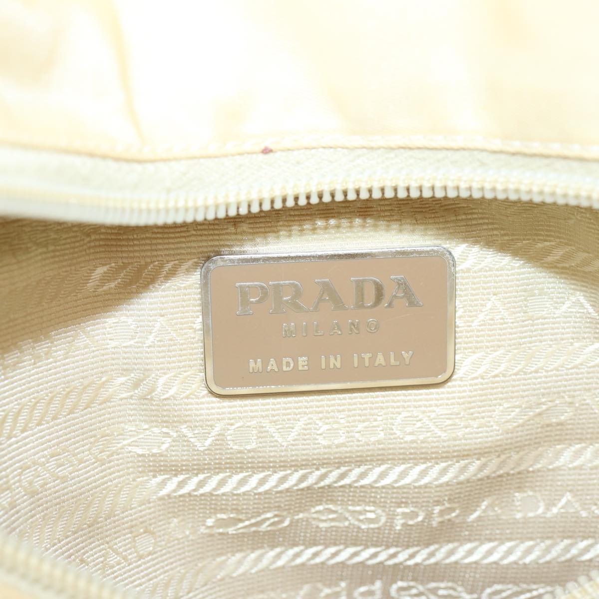 PRADA Tote Bag Nylon Cream Auth 67975