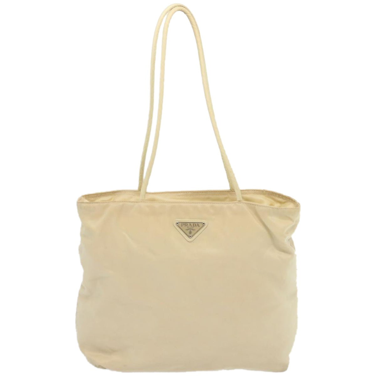 PRADA Tote Bag Nylon Cream Auth 67975