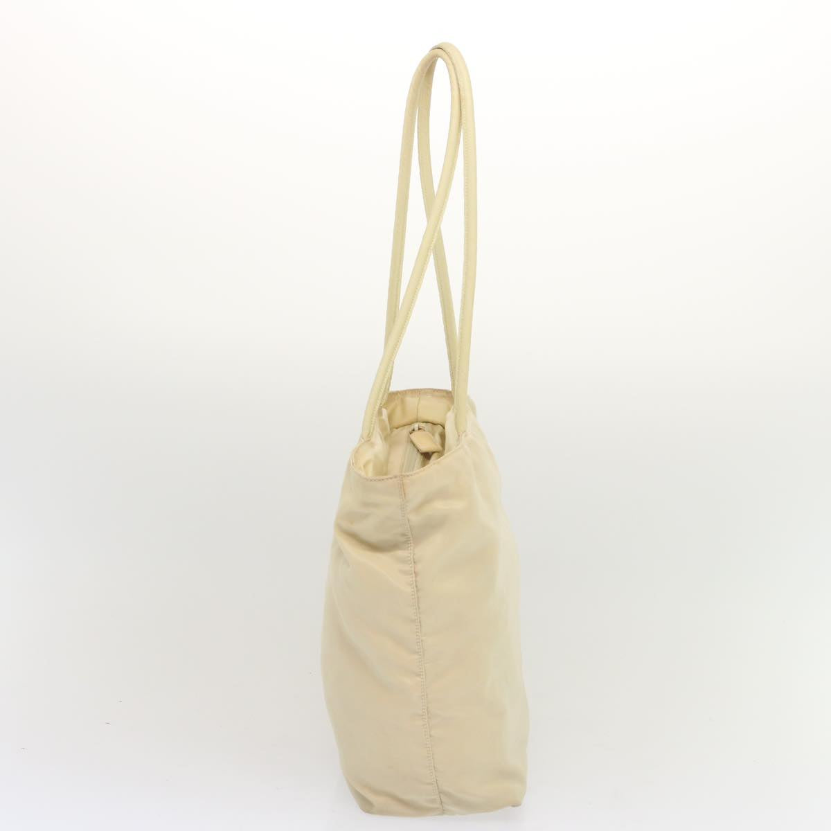 PRADA Tote Bag Nylon Cream Auth 67975