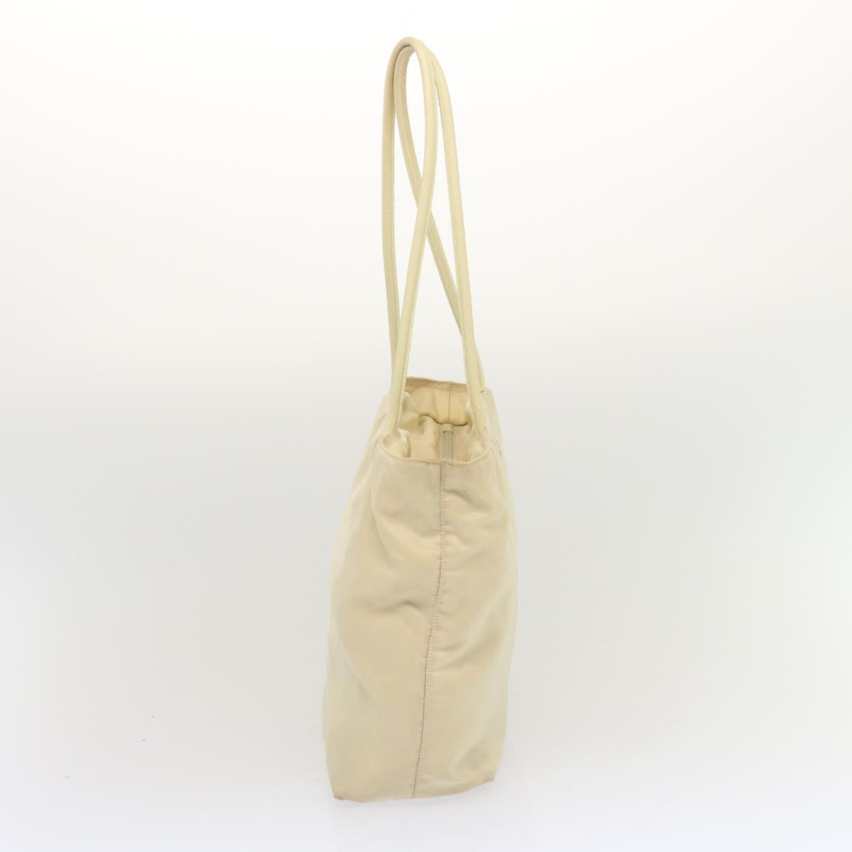 PRADA Tote Bag Nylon Cream Auth 67975