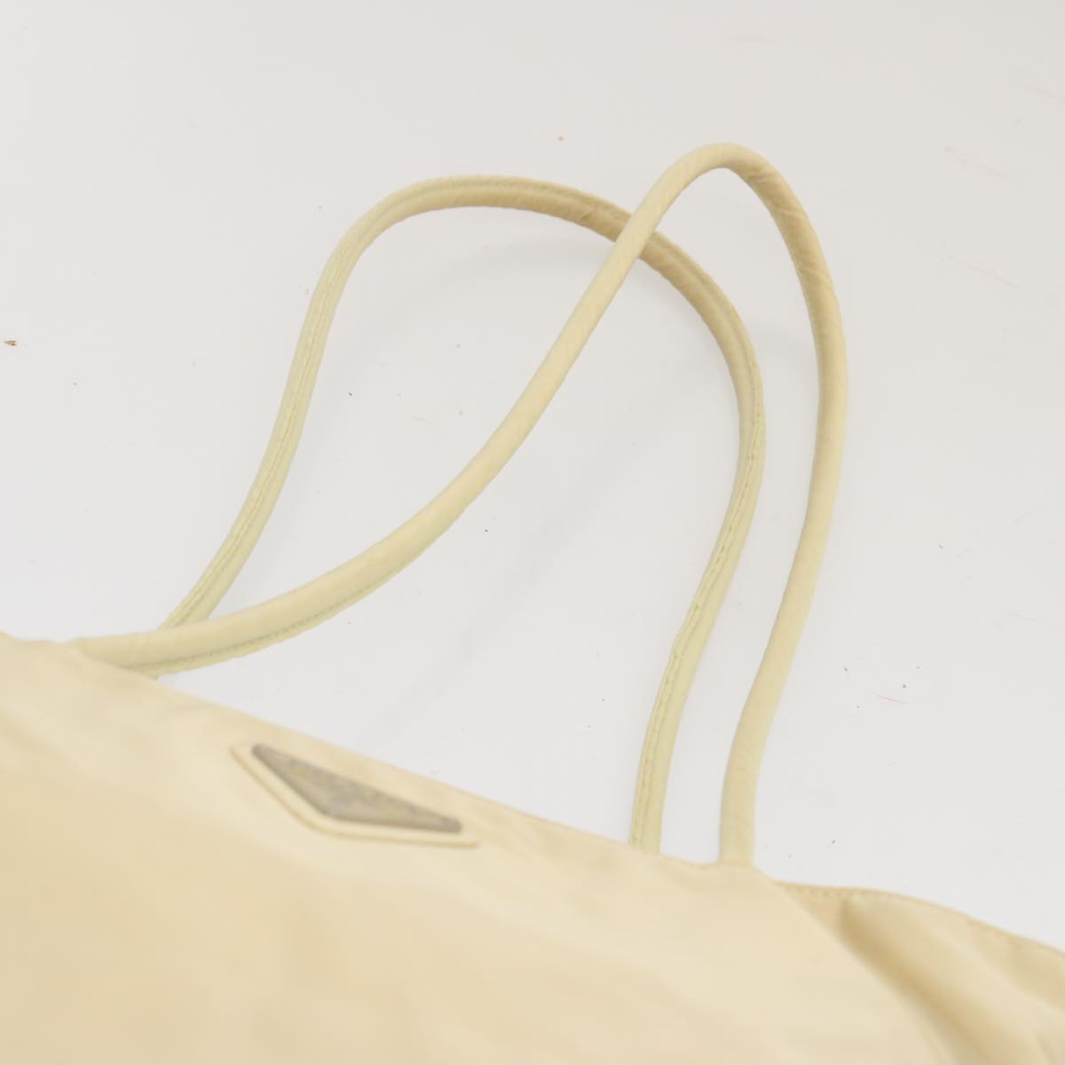 PRADA Tote Bag Nylon Cream Auth 67975