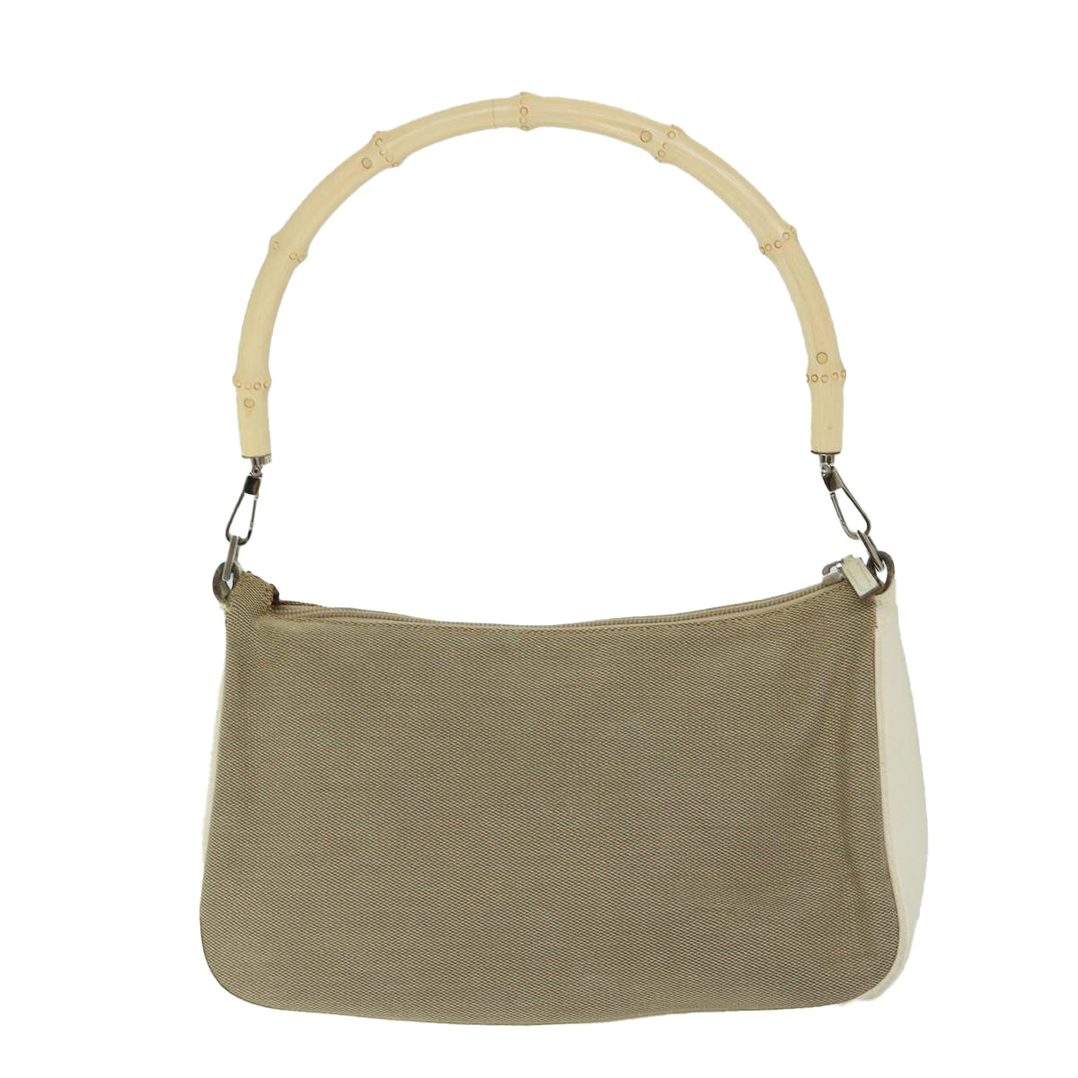 GUCCI Bamboo Hand Bag Canvas Beige 001 3865 Auth 68021