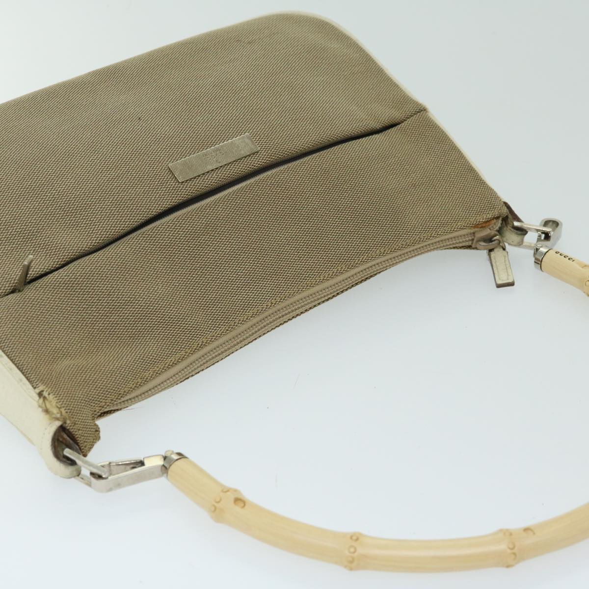 GUCCI Bamboo Hand Bag Canvas Beige 001 3865 Auth 68021