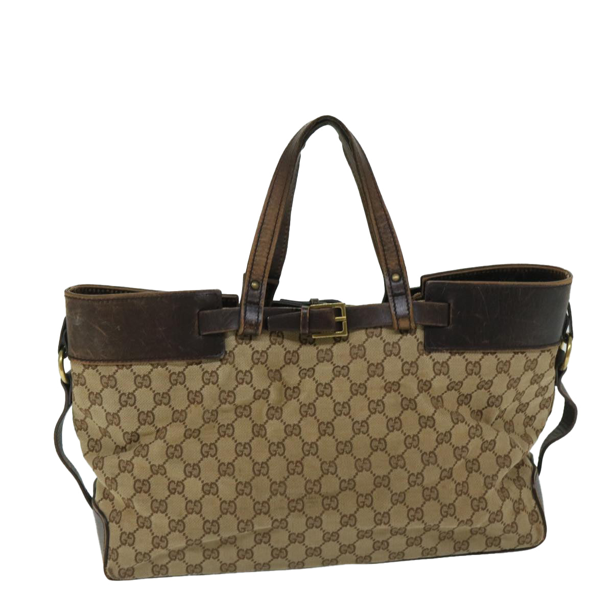 GUCCI GG Canvas Tote Bag Beige 106251 Auth 68028